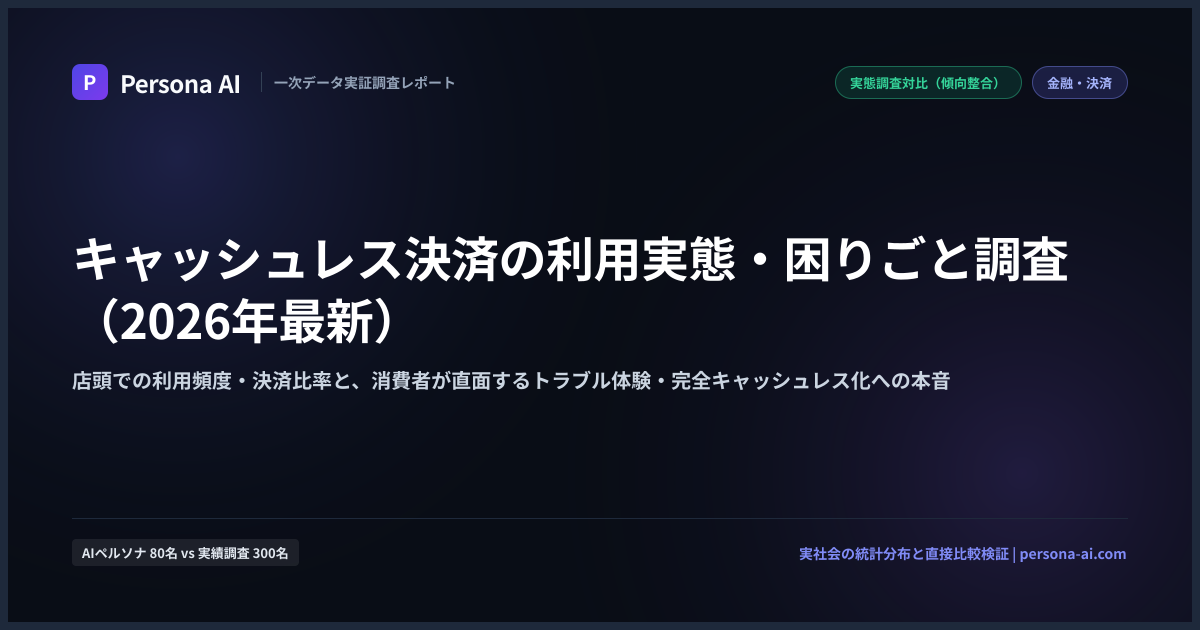 キャッシュレス決済の利用実態・困りごと調査（2026年最新） | Persona AI 実態調査レポート